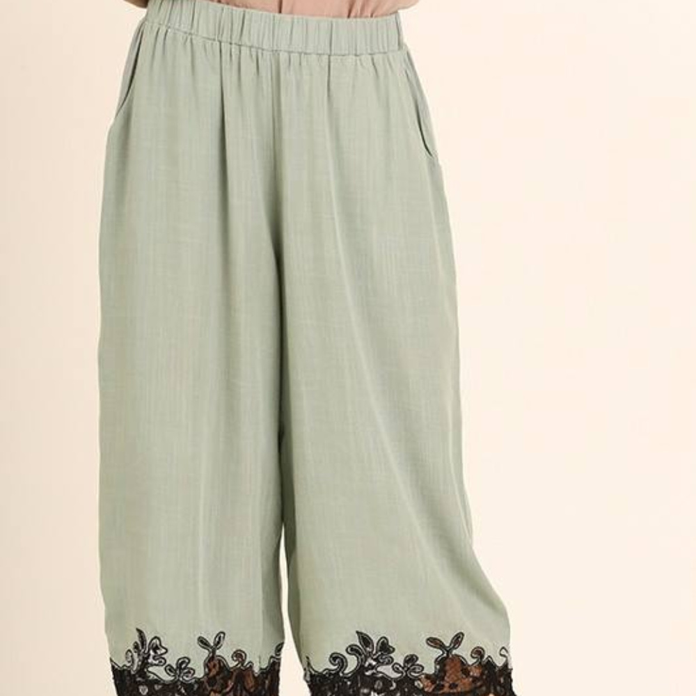 Cropped Wide Leg High Waisted Pants